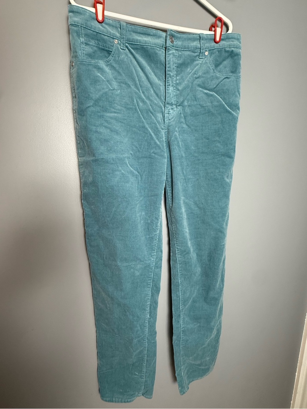 Talbots Corduroy Straight Leg Pant Womens Sz 14L Teal Blue